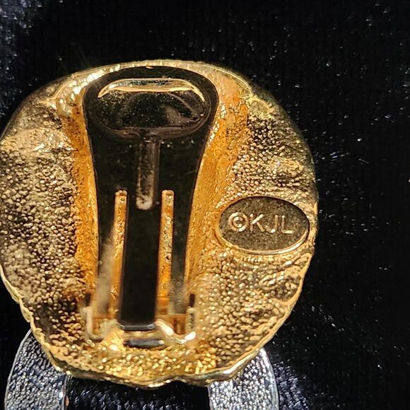 KJL Lion Rhinestone Door Knocker Earrings Clip on Kenneth Jay Lane Vtg Jewelry - Picture 6 of 8
